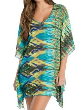 Elan Hippy Green V-neck Tunic Coverup size S or M